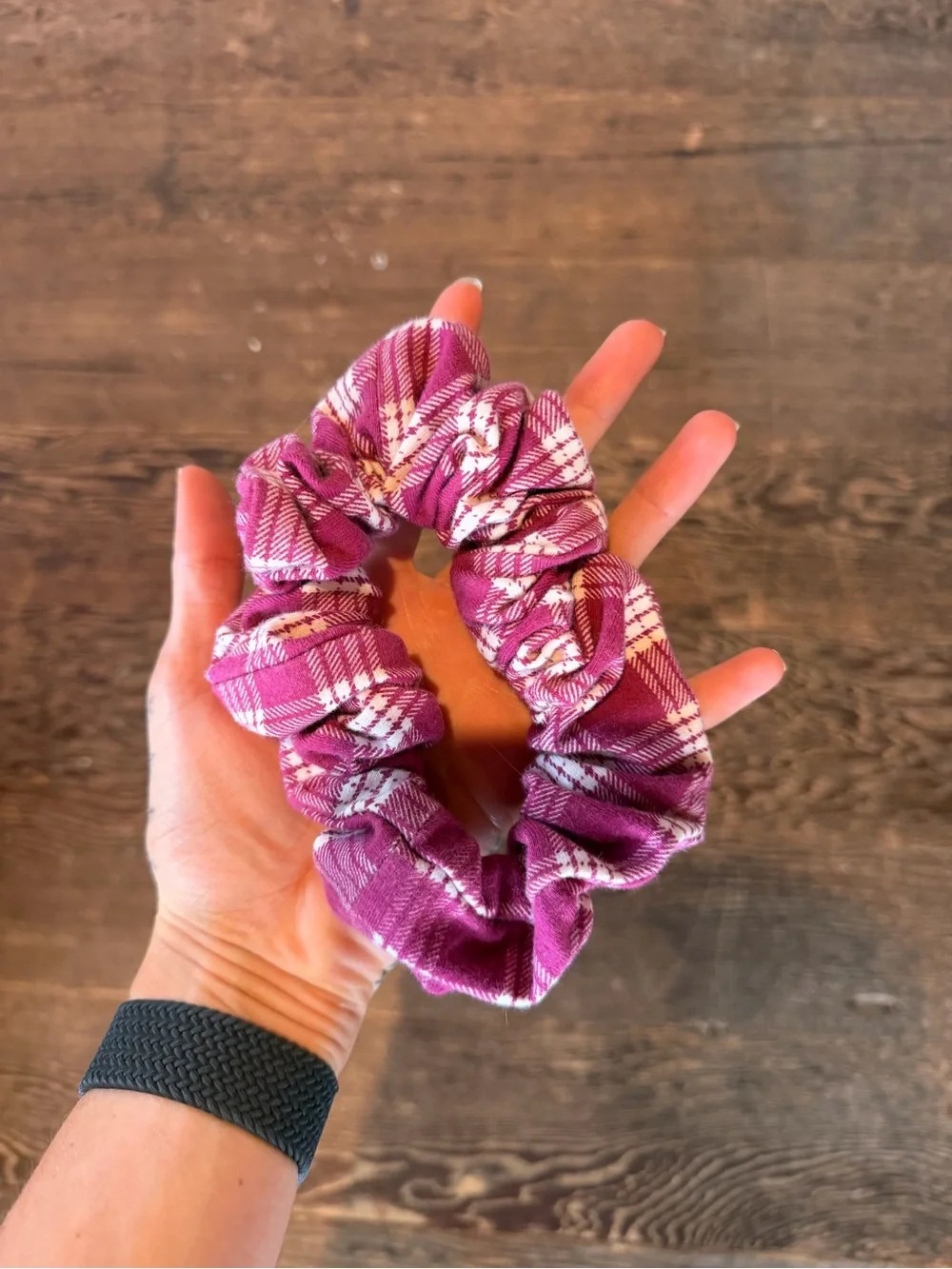 Purple Plaid Hair Scrunchie - Women's Hair Accessory